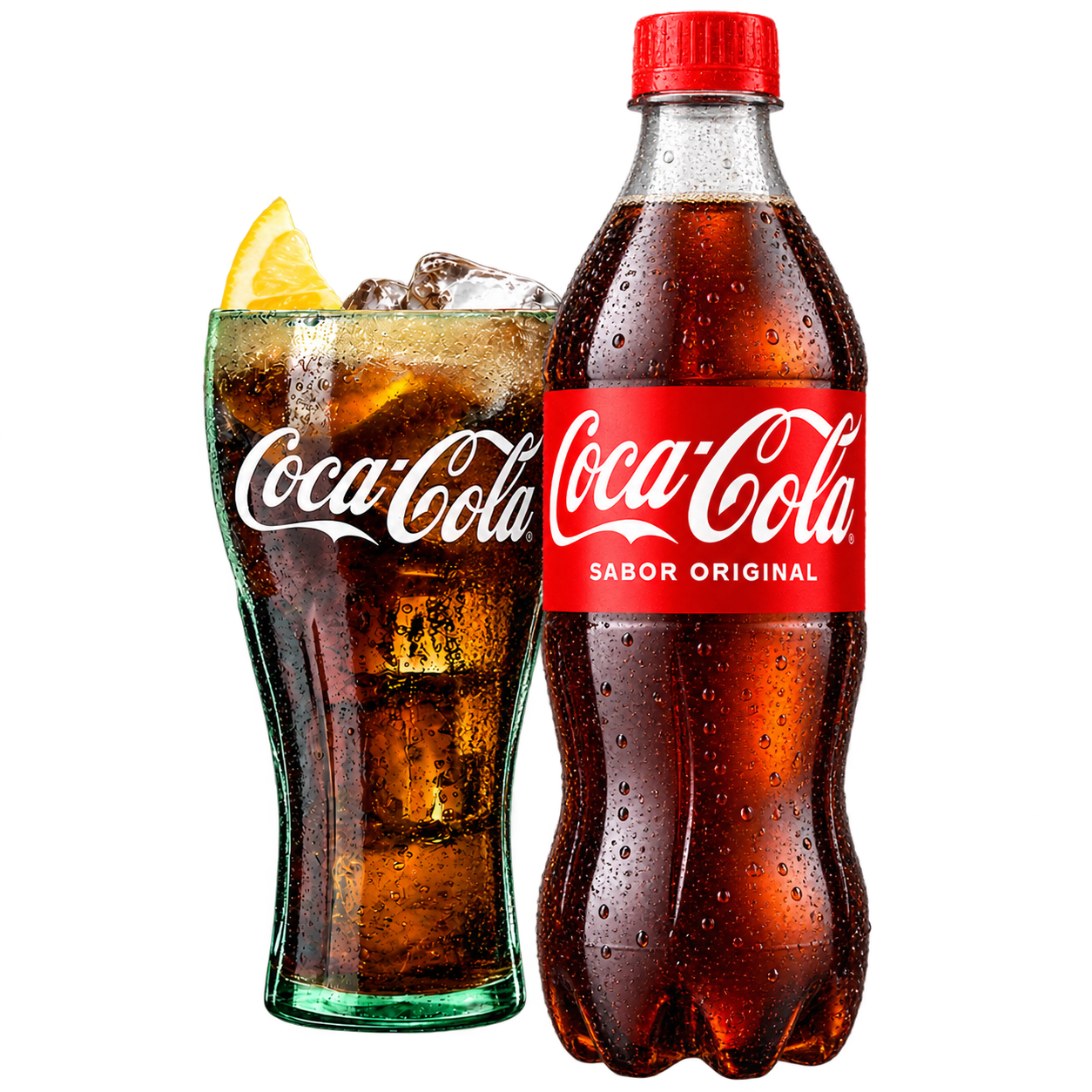 Coca-Cola de 500 ml con hielo y limón
